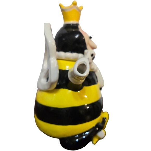 Queen Bee Teapot Heather Goldminc Blue Sky Ceramic READ Hand Painted 2012 - Picture 3 of 16